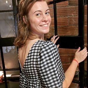 Club Monaco Blue Gingham Tie-Back Blouse